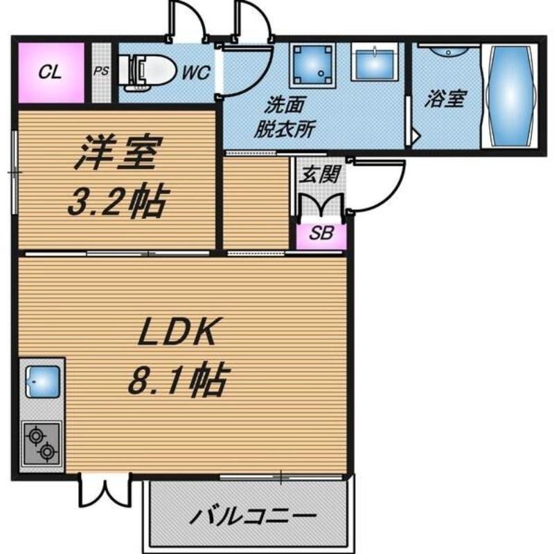 内本町の完工年月(2026年1月)築の賃貸アパートの間取り