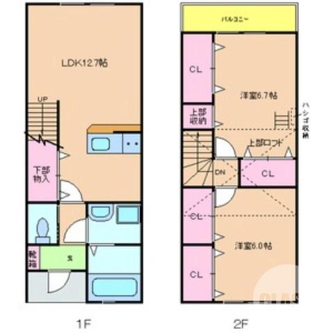 高倉台の完工年月(2013年3月)築の賃貸一戸建ての間取り