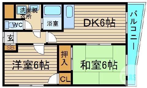 百舌鳥西之町の完工年月(1994年3月)築の賃貸マンションの間取り