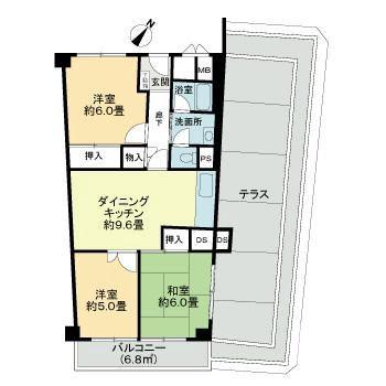 新家町の完工年月(1974年3月)築の賃貸マンションの間取り