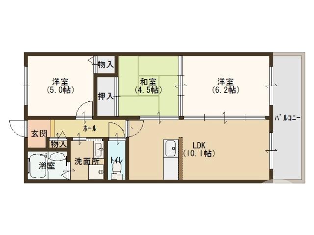 長曽根町の完工年月(1999年7月)築の賃貸マンションの間取り