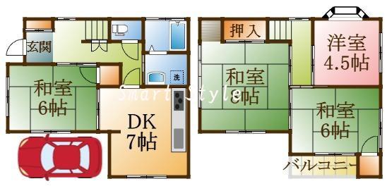 五色山貸家の間取り