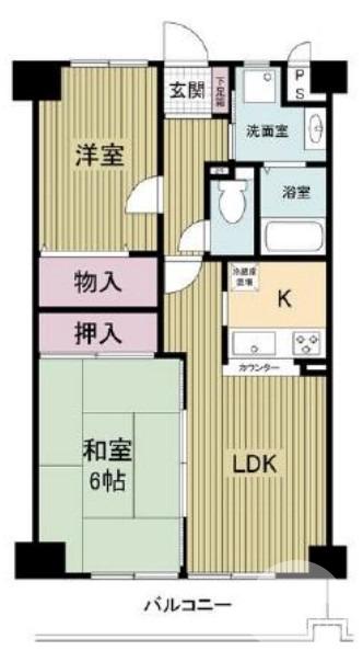 向陵中町の完工年月(1998年9月)築の賃貸マンションの間取り