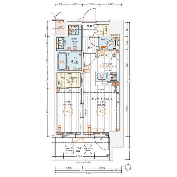 東中島の完工年月(2026年1月)築の賃貸マンションの間取り