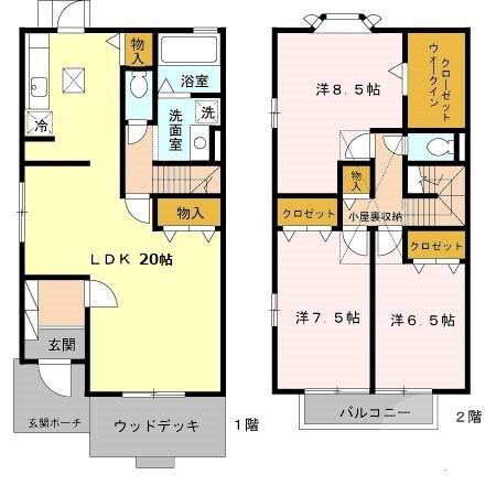 佐井寺南が丘の完工年月(2003年2月)築の賃貸一戸建ての間取り