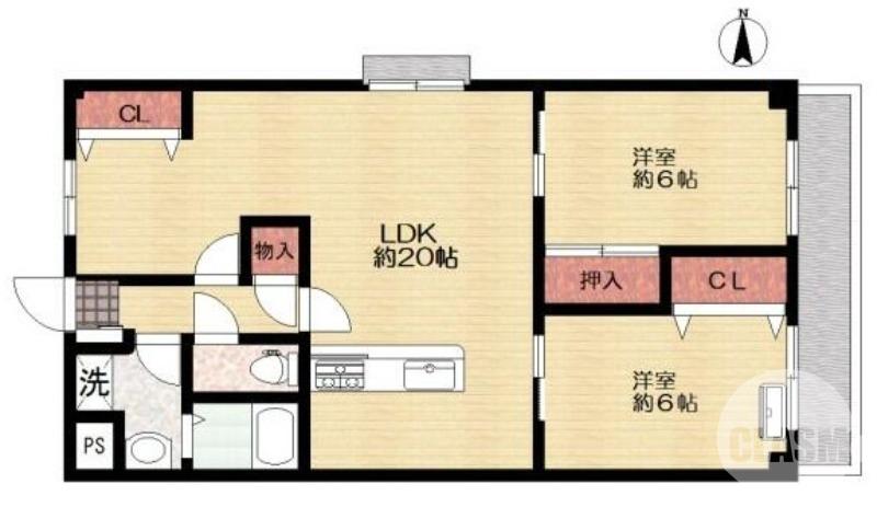 深井清水町の完工年月(1995年4月)築の賃貸マンションの間取り
