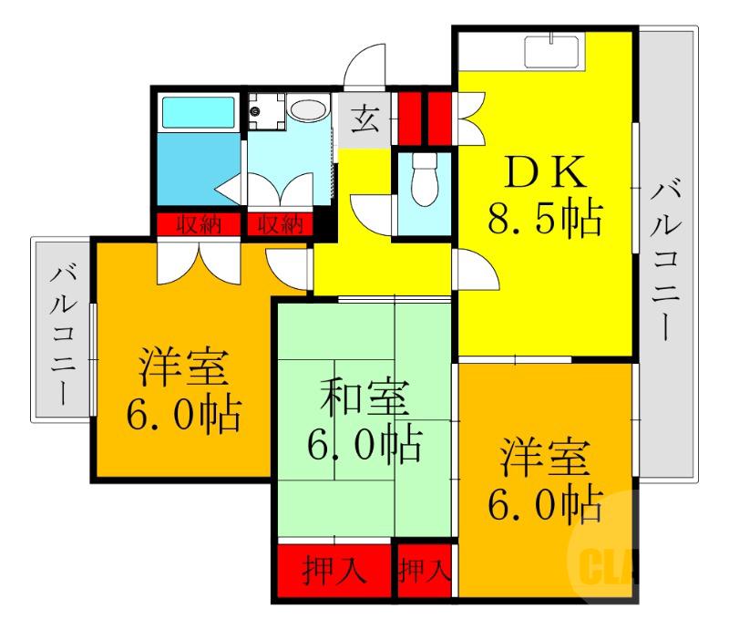 豊里の完工年月(1987年3月)築の賃貸マンションの間取り