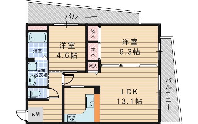 上新庄の完工年月(2002年2月)築の賃貸マンションの間取り