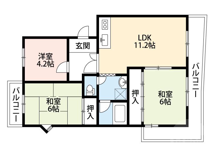 清水の完工年月(1983年3月)築の賃貸マンションの間取り
