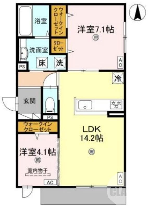 北長尾町の完工年月(2026年3月)築の賃貸アパートの間取り