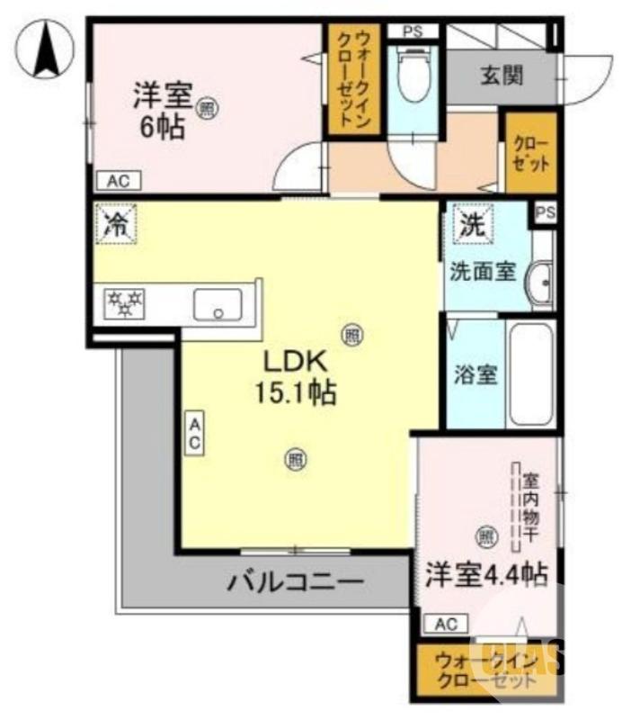 北長尾町の完工年月(2026年3月)築の賃貸アパートの間取り
