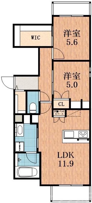 鷹合の完工年月(2025年11月)築の賃貸マンションの間取り