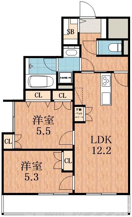 鷹合の完工年月(2025年11月)築の賃貸マンションの間取り