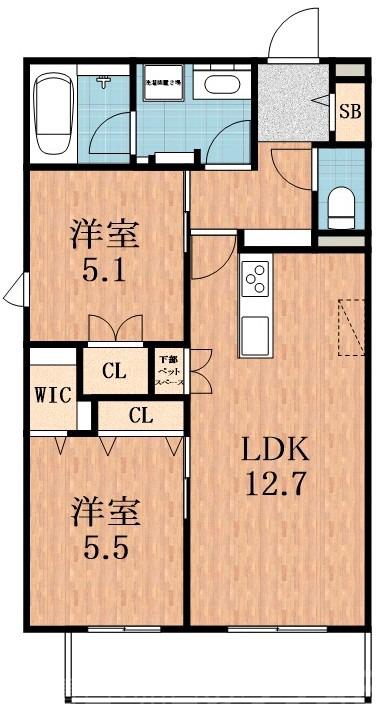 鷹合の完工年月(2025年11月)築の賃貸マンションの間取り