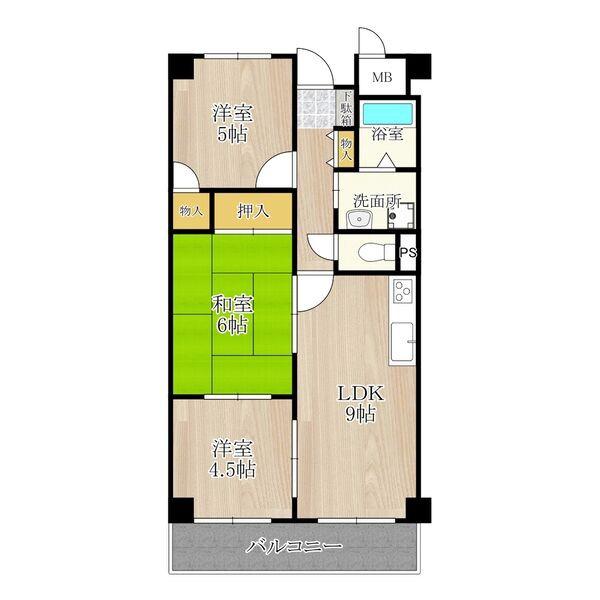 豊里の完工年月(1994年9月)築の賃貸マンションの間取り