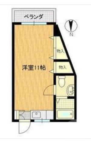 東中島の完工年月(1972年11月)築の賃貸マンションの間取り