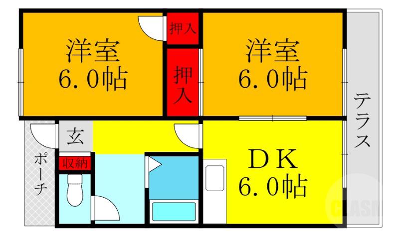 上新庄の完工年月(1986年10月)築の賃貸マンションの間取り