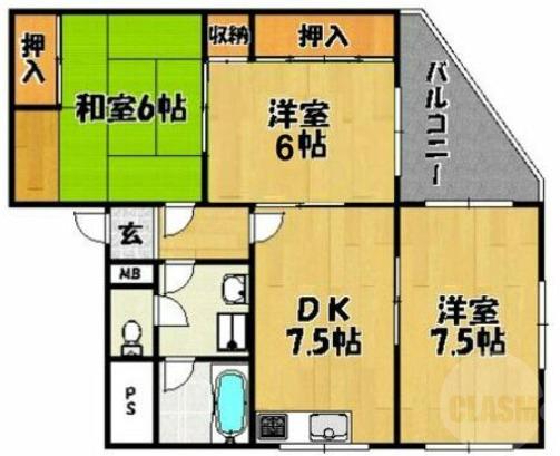 豊里の完工年月(1983年1月)築の賃貸マンションの間取り