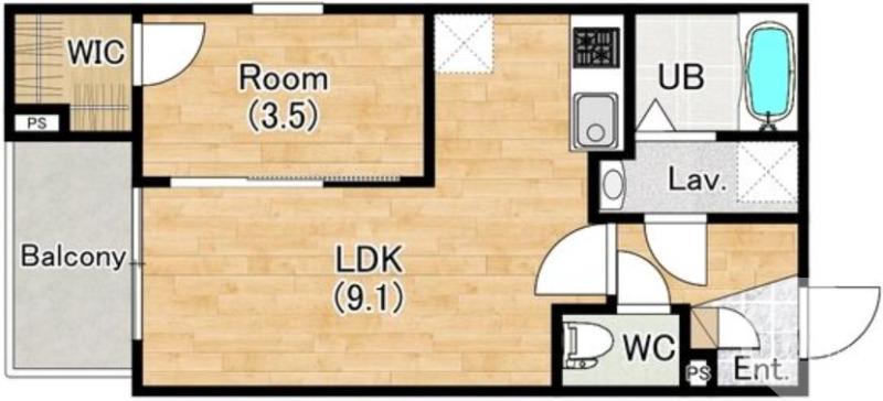 出島浜通の完工年月(2026年2月)築の賃貸アパートの間取り