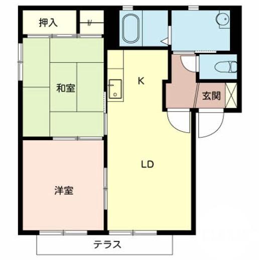 福田の完工年月(2002年9月)築の賃貸アパートの間取り