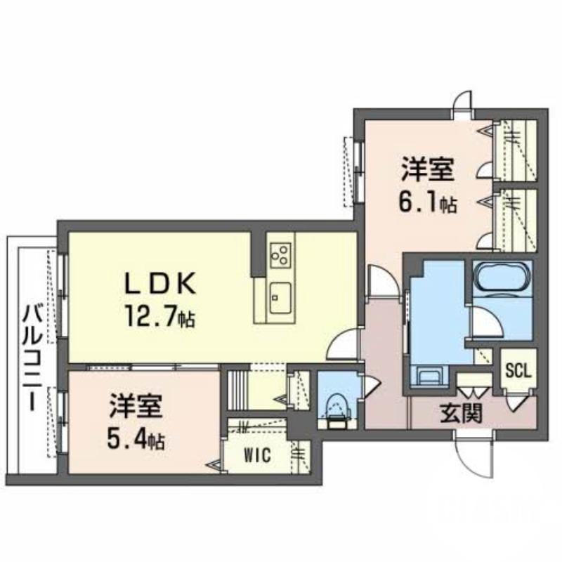 鳳西町の完工年月(2022年7月)築の賃貸マンションの間取り