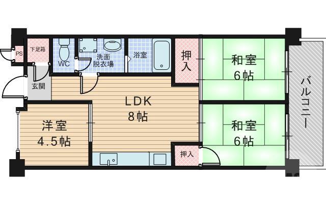 下新庄の完工年月(1987年3月)築の賃貸マンションの間取り