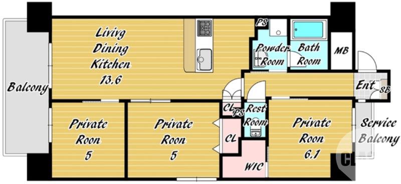 百舌鳥梅北町の完工年月(2014年4月)築の賃貸マンションの間取り