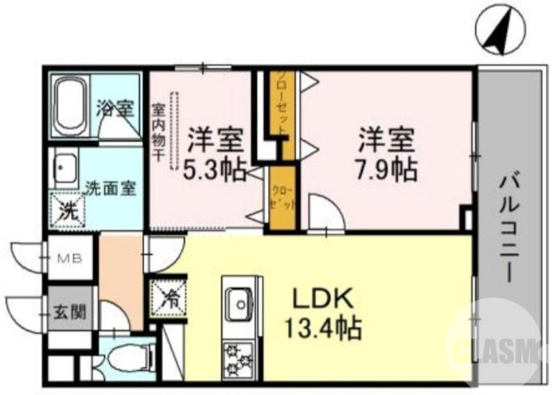 向陵西町の完工年月(2024年10月)築の賃貸マンションの間取り