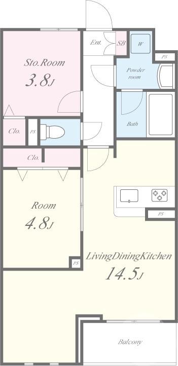 天王の完工年月(2026年3月)築の賃貸アパートの間取り