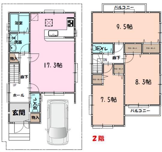 鳥飼下の完工年月(2025年11月)築の賃貸一戸建ての間取り