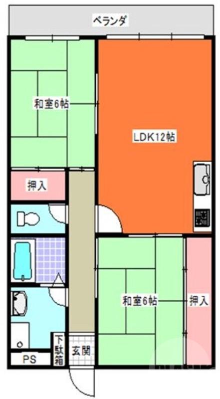 鳥飼本町の完工年月(1987年4月)築の賃貸マンションの間取り