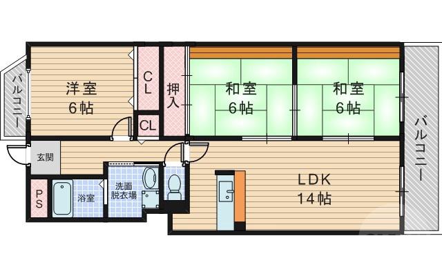 井高野の完工年月(1993年6月)築の賃貸マンションの間取り