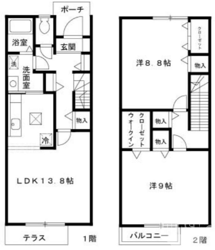 百舌鳥陵南町の完工年月(2002年8月)築の賃貸一戸建ての間取り