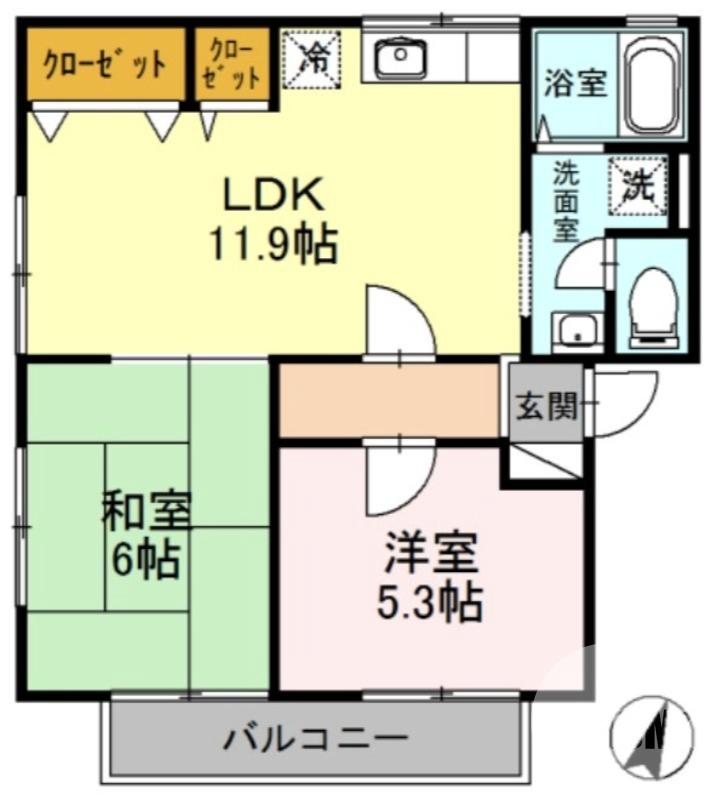 土師町の完工年月(1990年4月)築の賃貸アパートの間取り