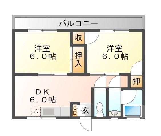 豊里の完工年月(1973年10月)築の賃貸マンションの間取り