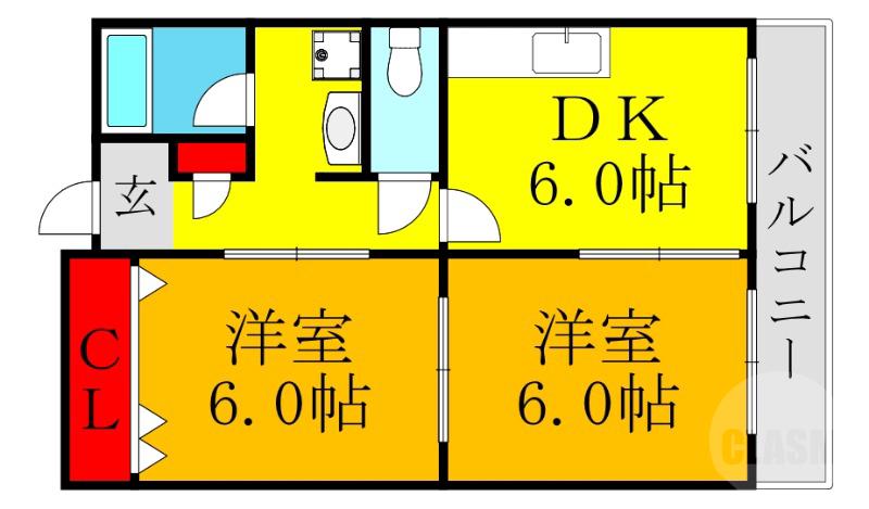 南江口の完工年月(1991年6月)築の賃貸マンションの間取り