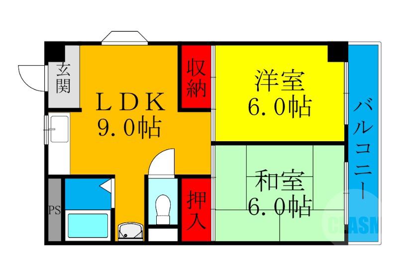 豊新の完工年月(1980年3月)築の賃貸マンションの間取り