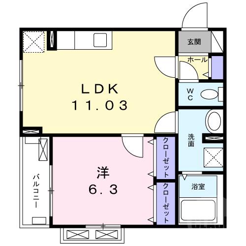 沢良宜浜の完工年月(2021年3月)築の賃貸アパートの間取り