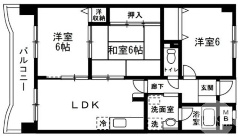 鳳東町の完工年月(1994年3月)築の賃貸マンションの間取り