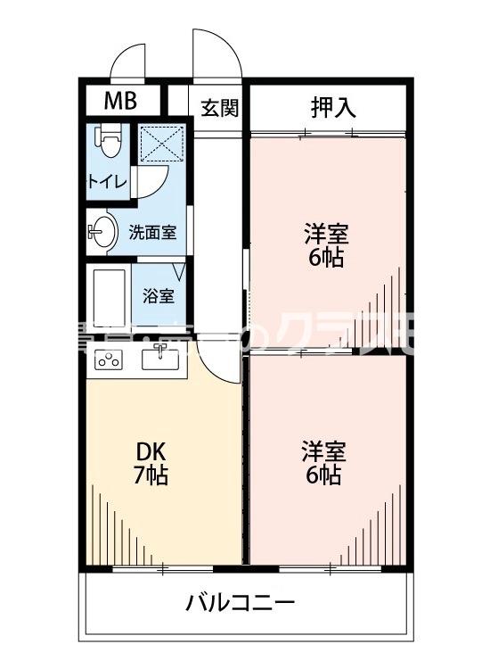 三軒家西の完工年月(1990年2月)築の賃貸マンションの間取り