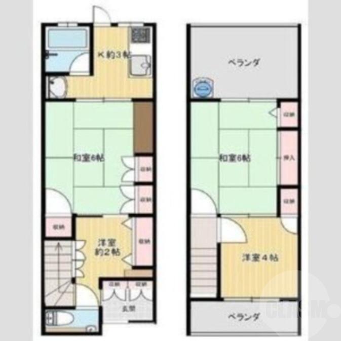 淡路の完工年月(1961年2月)築の賃貸一戸建ての間取り
