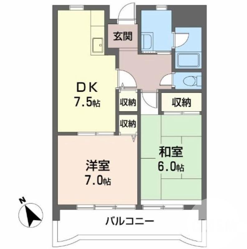 楠町の完工年月(1996年11月)築の賃貸マンションの間取り