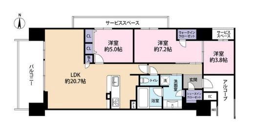 金岡町の完工年月(2018年3月)築の賃貸マンションの間取り
