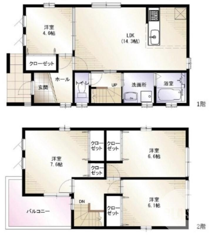 浜寺昭和町の完工年月(2024年1月)築の賃貸一戸建ての間取り