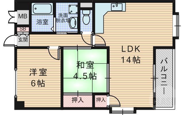豊里の完工年月(1983年10月)築の賃貸マンションの間取り