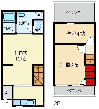 寝屋川市上神田2丁目15-15テラスの間取り