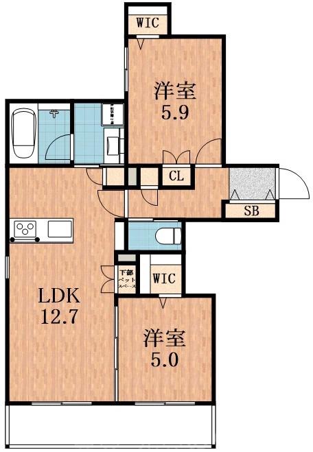 針中野の完工年月(2026年3月)築の賃貸マンションの間取り