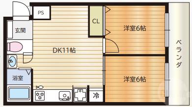 垂水町の完工年月(1979年5月)築の賃貸マンションの間取り