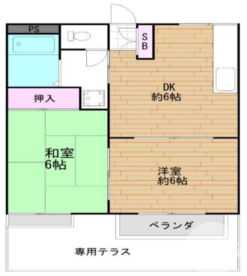 深阪の完工年月(1988年2月)築の賃貸マンションの間取り