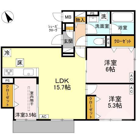 新芦屋上の完工年月(2026年3月)築の賃貸アパートの間取り